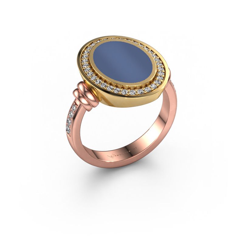 Herrenring Servie 3 585 Roségold Blau Lagenstein 14x10 mm
