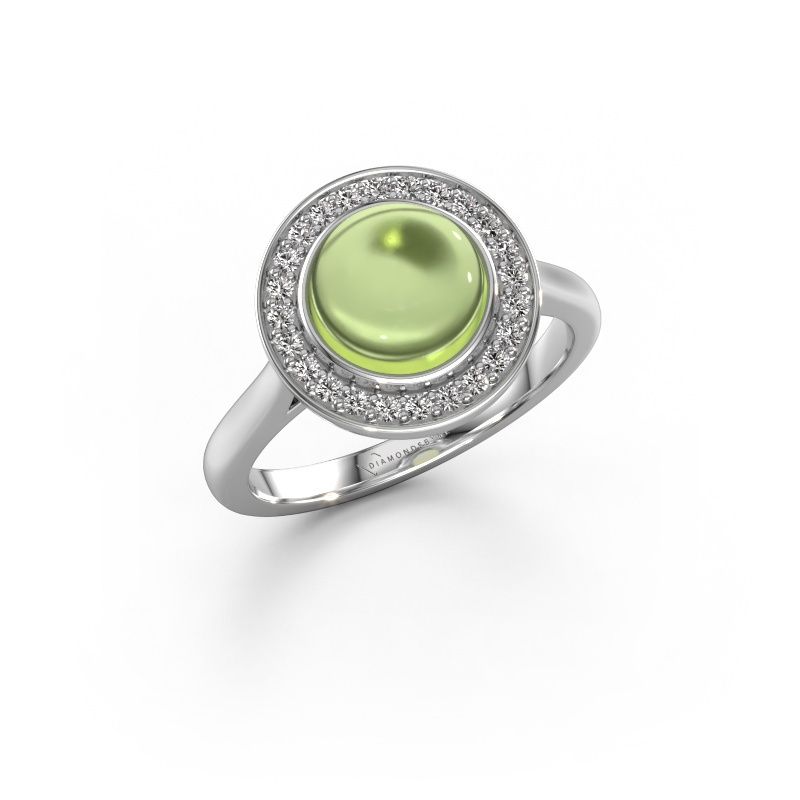 Bague Alisa 950 platine péridot 8 mm