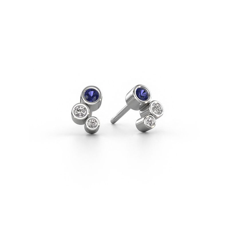 Clous d'oreilles Marlys 585 or blanc saphir 2.5 mm