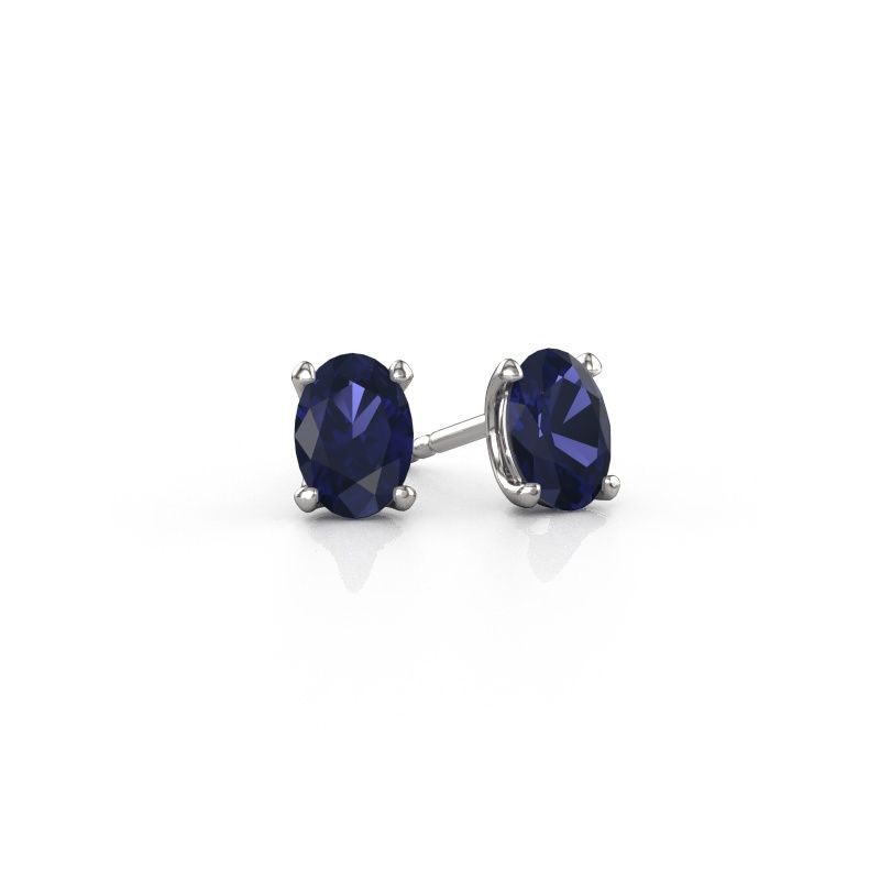 Oorstekers Sam OVL 585 witgoud saffier 7x5 mm