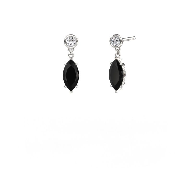 Pendants d'oreilles Lacey MRQ 950 platine diamant noir 2.60 crt
