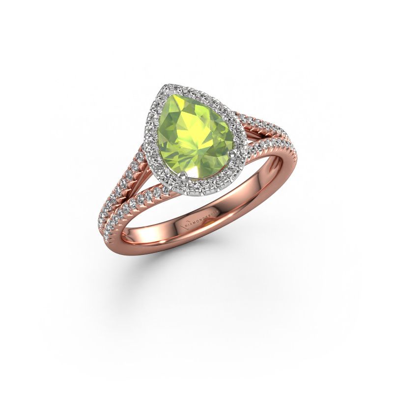 Engagement ring Verla pear 2 585 rose gold peridot 8x6 mm