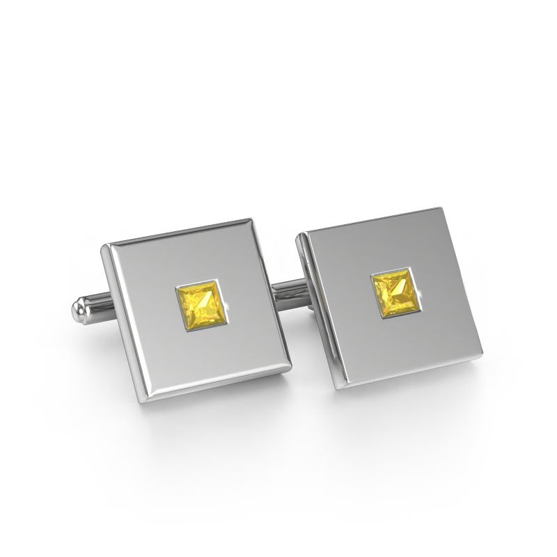 Manschettenknöpfe Givanti 585 Weißgold Gelb Saphir 4 mm