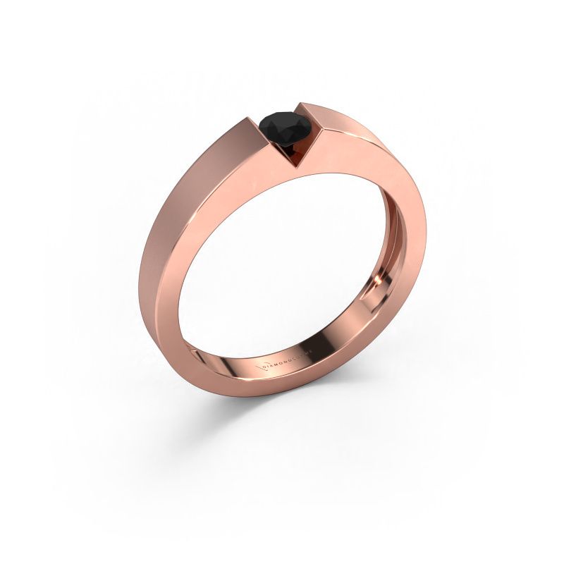 Verlovingsring Lizzy 1 585 rosé goud zwarte diamant 0.24 crt