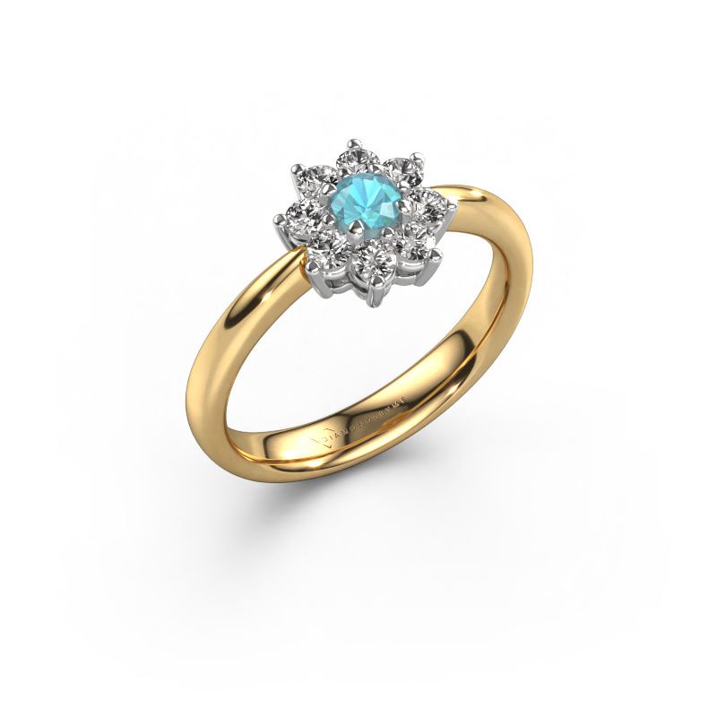 Verlobungsring Camille 1 585 Gold Blau Topas 3.4 mm