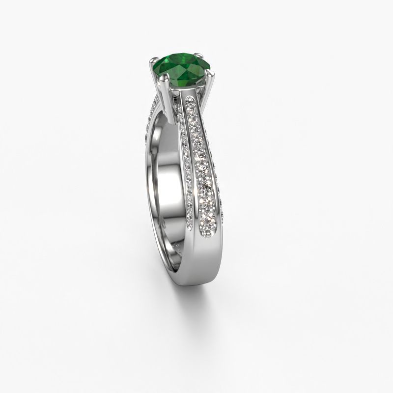 Image of Engagement ring Ruby rnd 585 white gold emerald 5.7 mm