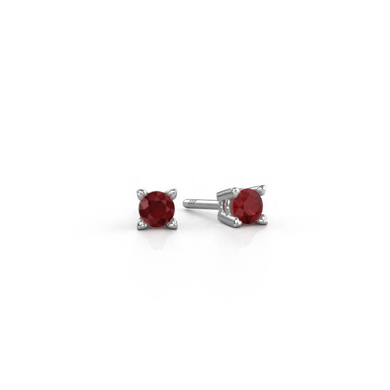 Oorknopjes Cather 950 platina robijn 4 mm