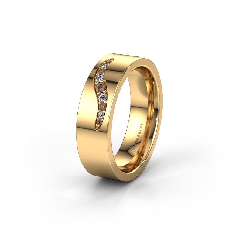 Afbeelding van Trouwring WH2053L16BP<br/>585 goud ±6x2 mm<br/>Bruine diamant