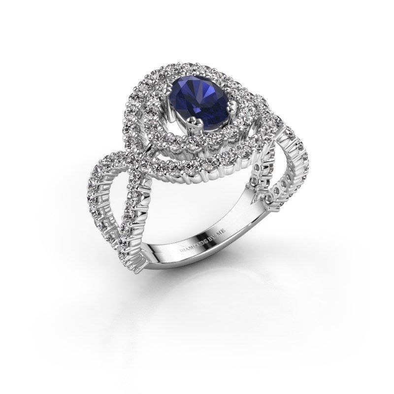 Image de Bague Chau<br/>585 or blanc<br/>Saphir 7x5 mm