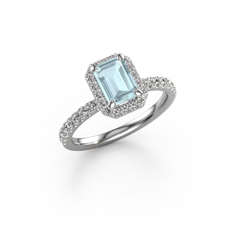 Engagement ring Miranda EME 585 white gold aquamarine 7x5 mm