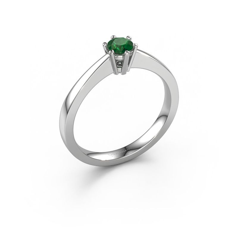 Engagement ring Noortje 585 white gold emerald 4 mm