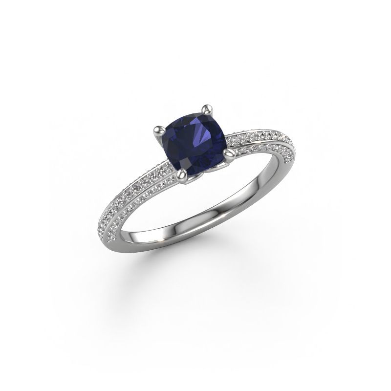 Anello di fidanzamento Elenore cus 585 oro bianco zaffiro 5.5 mm