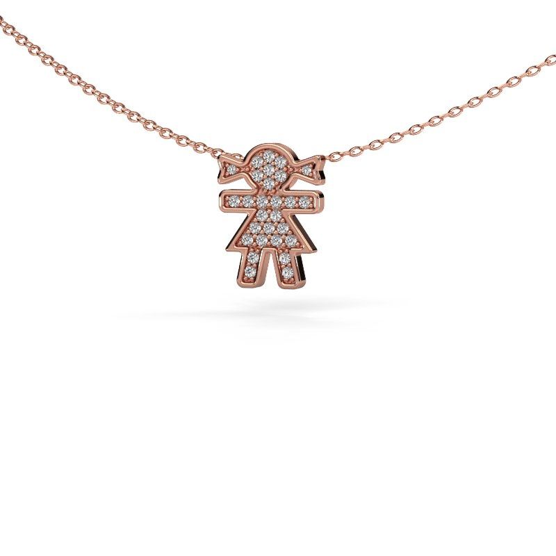 Collier Girl 585 or rose zircone 1 mm