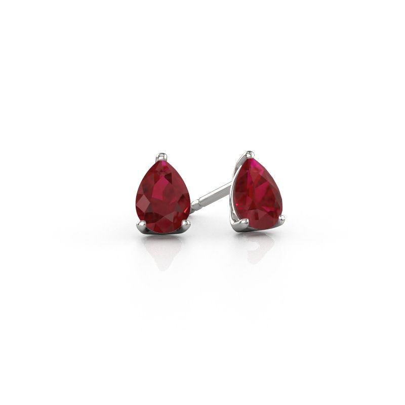 Clous d'oreilles Sam PER 950 platine rubis 7x5 mm