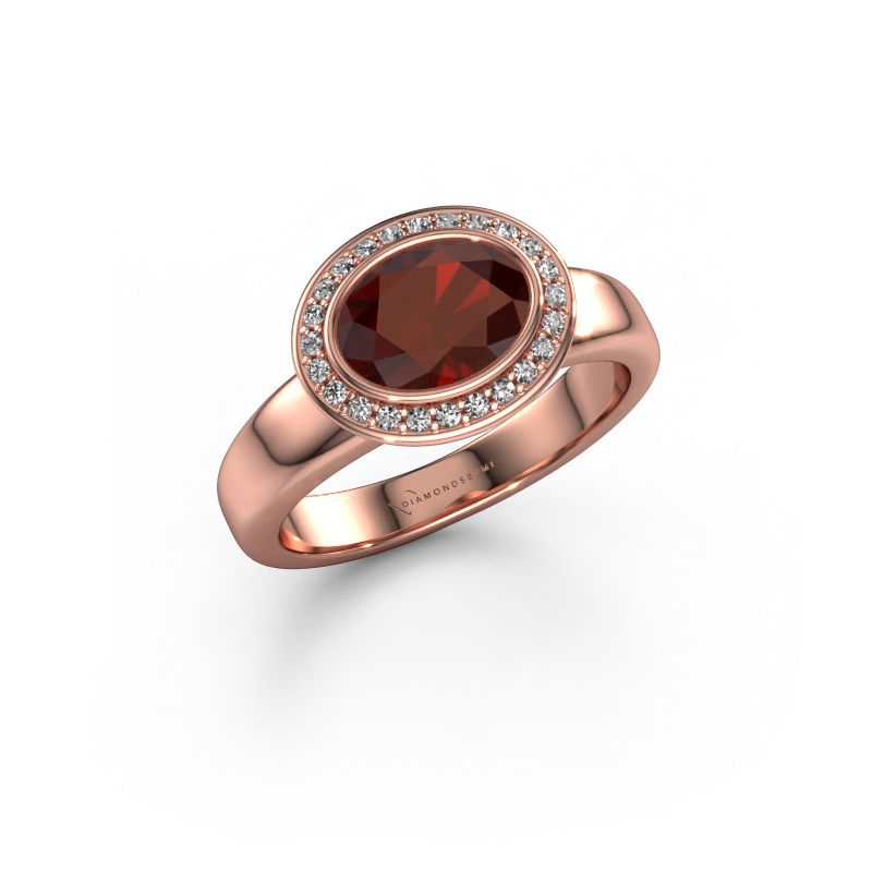 Bague Salena 585 or rose grenat 8x6 mm