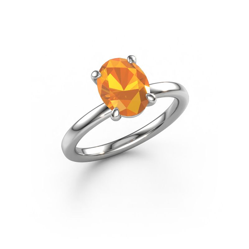 Verlovingsring Simone OVL 1 585 witgoud citrien 9x7 mm