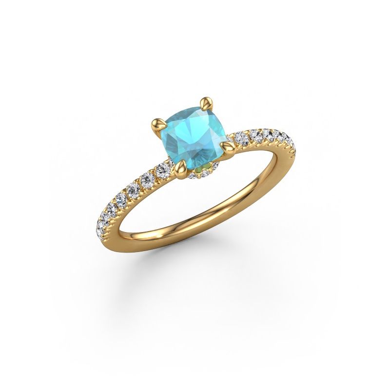 Engagement ring Crystal CUS 4 585 gold blue topaz 5.5 mm