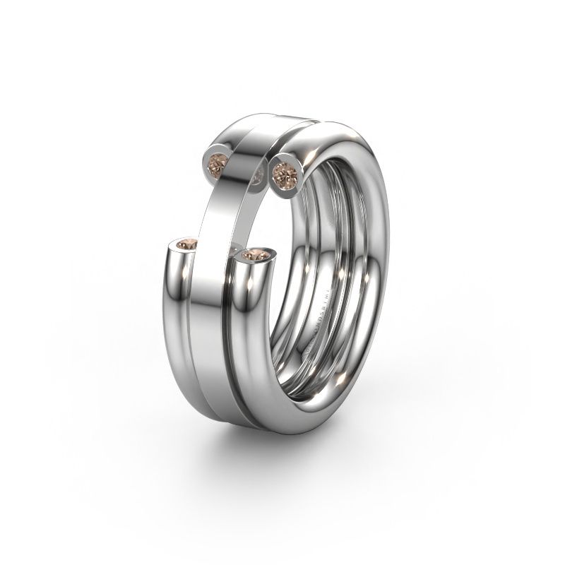 Trouwring WH6018L 950 platina bruine diamant ±8x3 mm