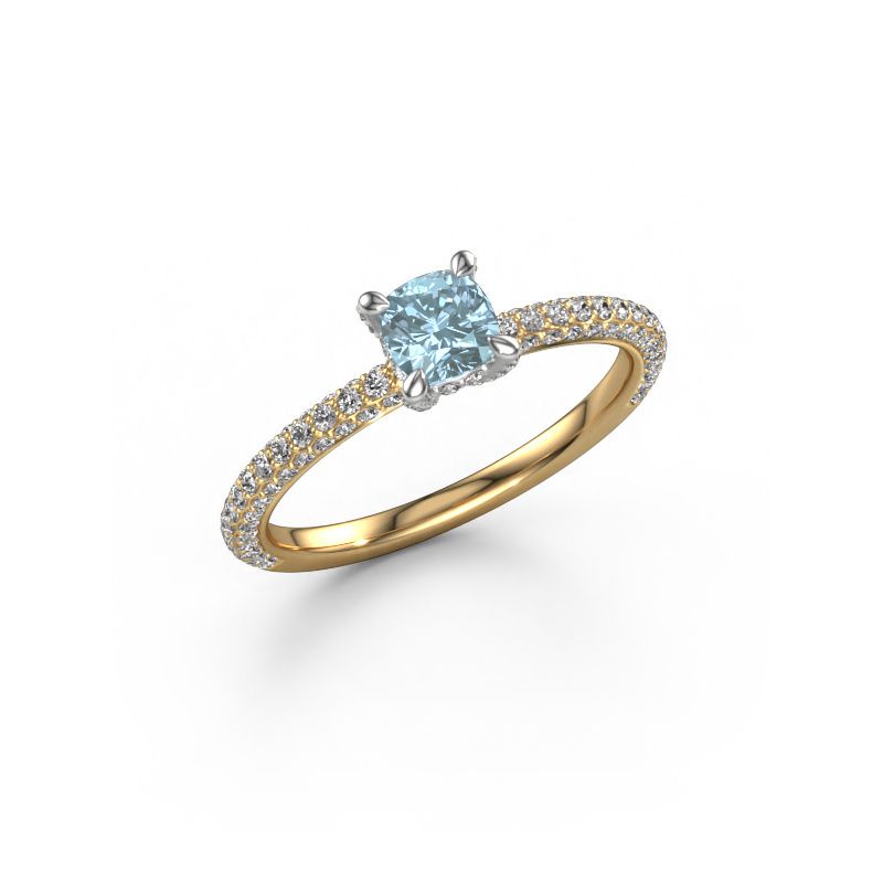 Engagement ring Saskia 2 CUS 585 gold blue lab grown diamond 4.5 mm