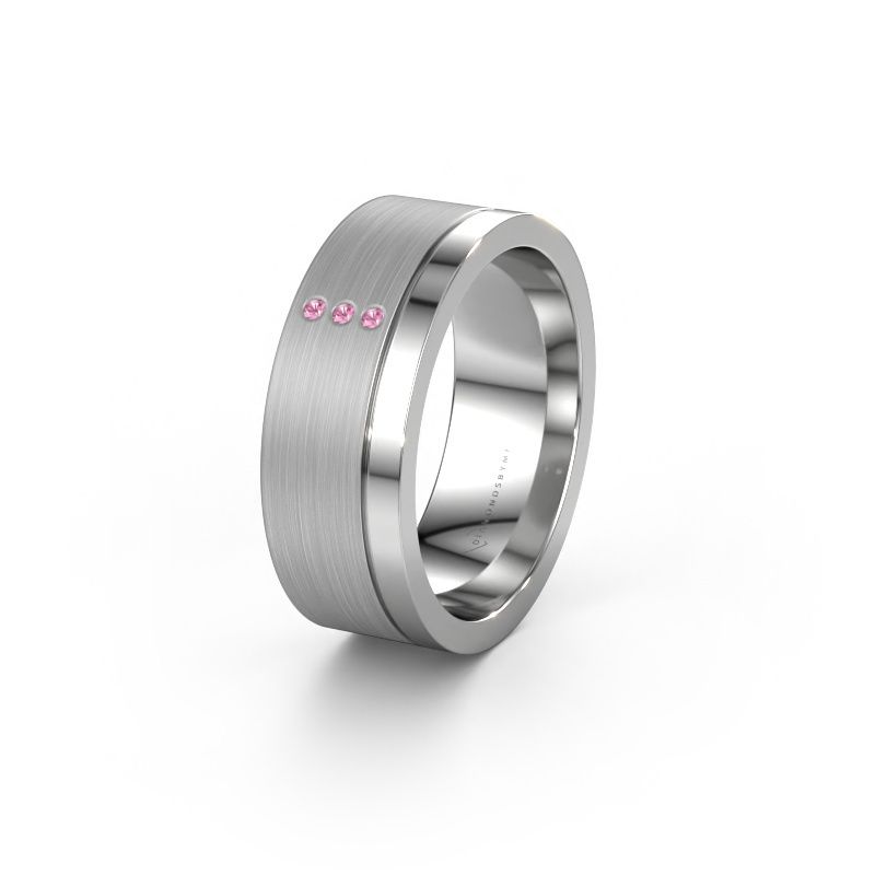 Trauring WH0325L17APM 585 Weißgold Pink Saphir ±7x1.7 mm