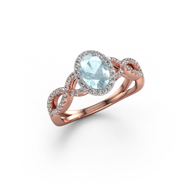 Verlobungsring Dionne ovl 585 Roségold Aquamarin 7x5 mm