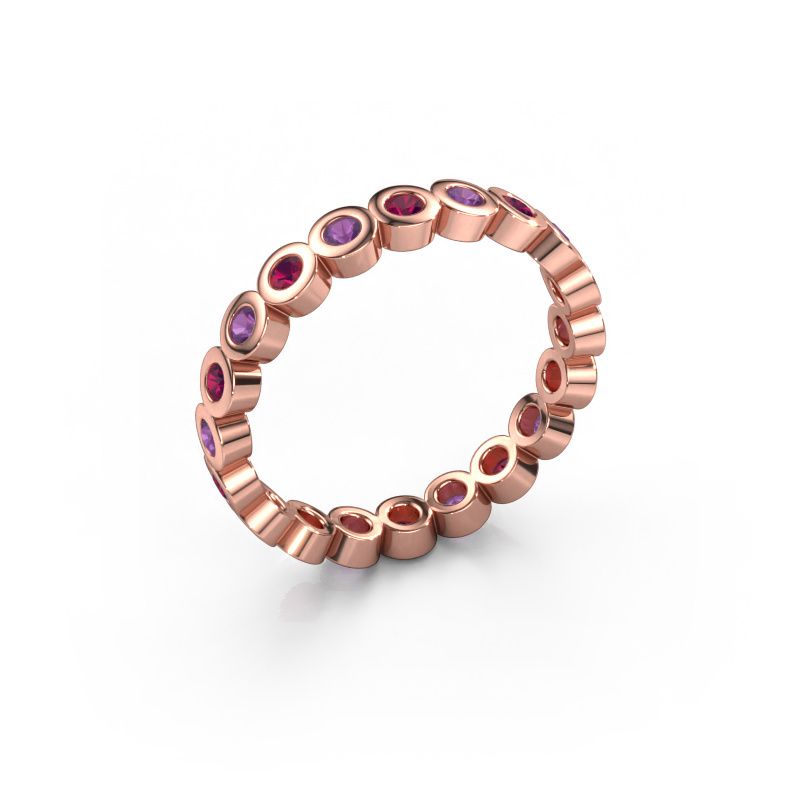 Bague superposable Edwina 1 585 or rose rhodolite 2 mm