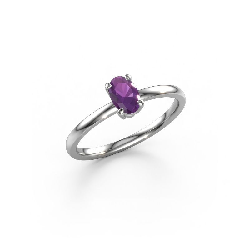 Bague de fiançailles Lynelle 1 950 platine améthyste 6x4 mm