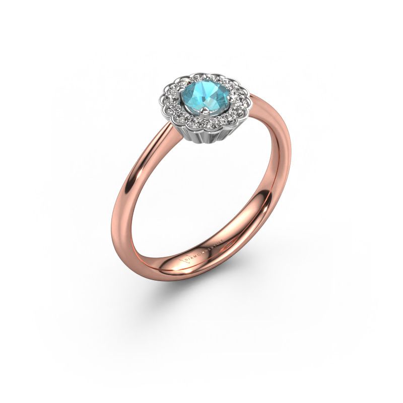 Bague de fiançailles Debi 585 or rose topaze bleue 4.2 mm