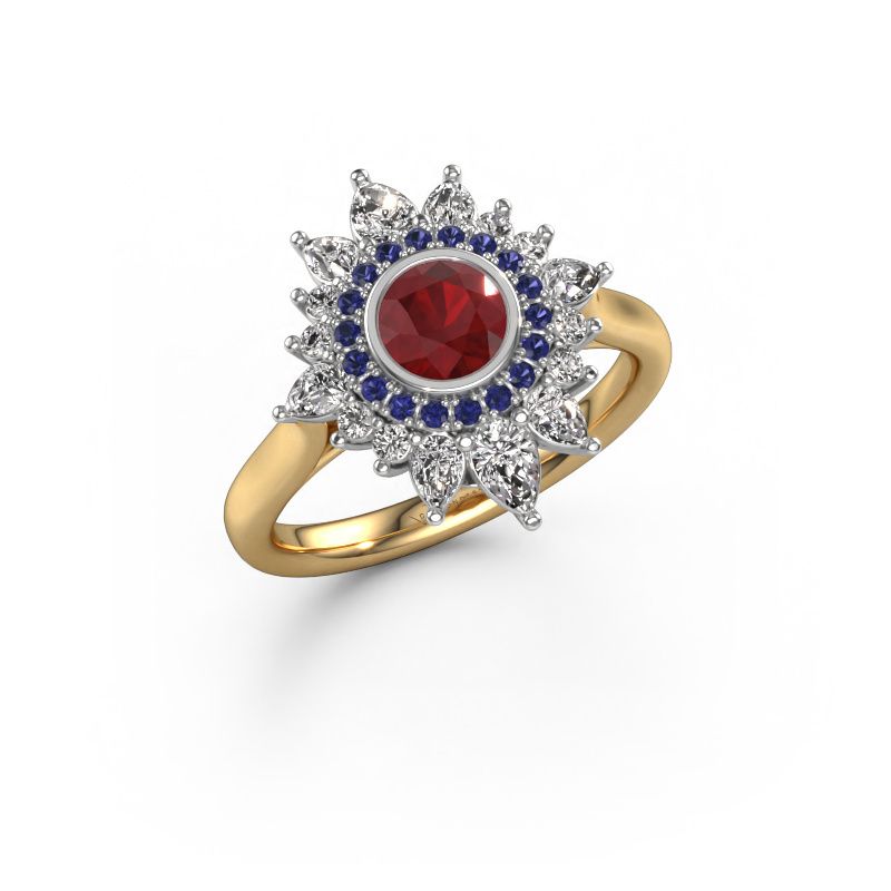 Bague de fiançailles Tianna 585 or jaune rubis 5 mm