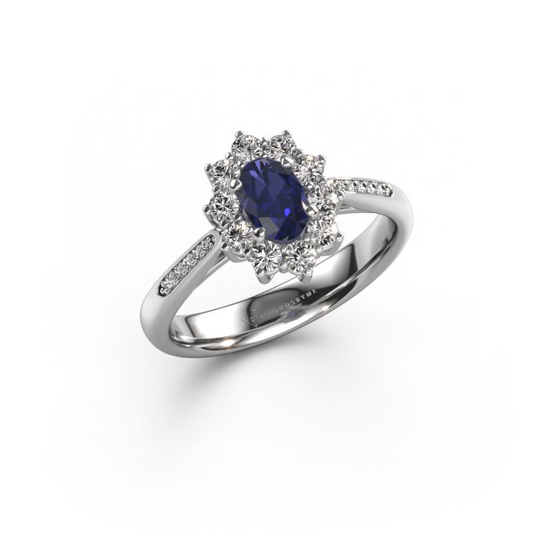 Verlobungsring Leesa 2 585 Weißgold Saphir 6x4 mm