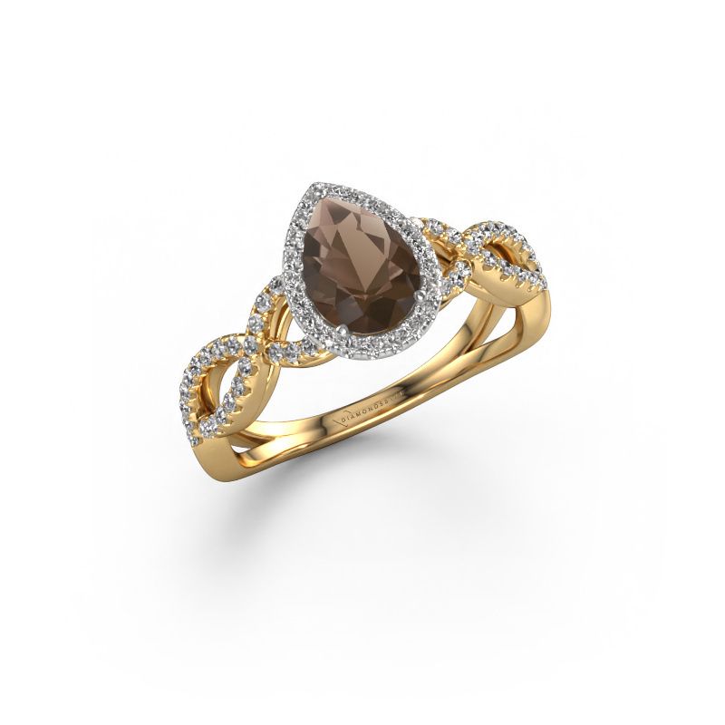 Bague de fiançailles Dionne pear 585 or jaune quartz fumé 7x5 mm