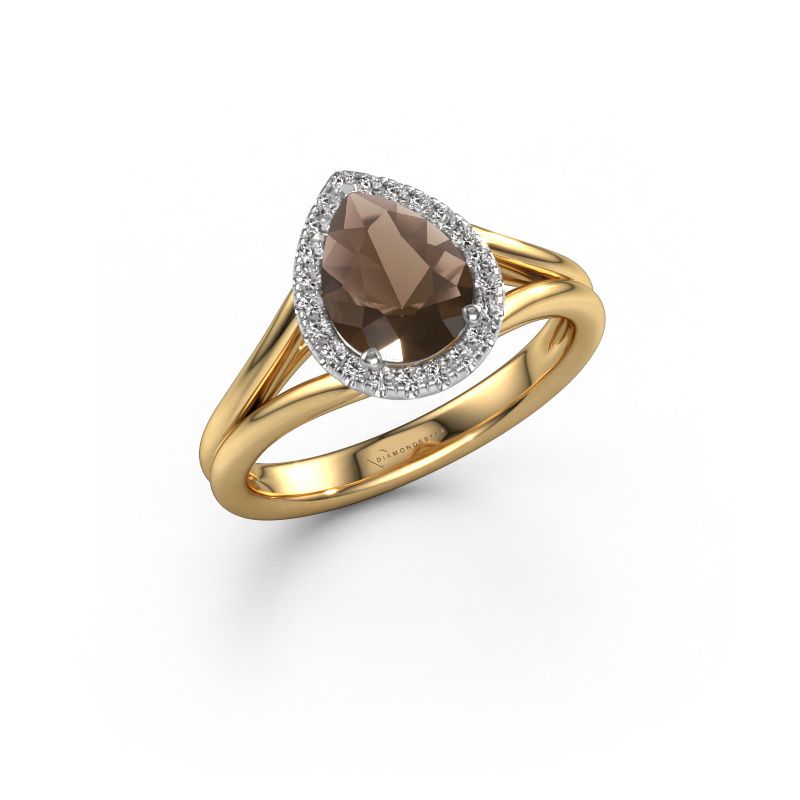 Engagement ring Verla pear 1 585 gold smokey quartz 8x6 mm