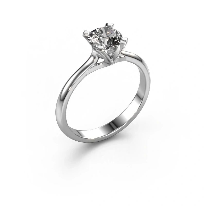Verlobungsring Isa 1 585 Weißgold Zirkonia 5.7 mm