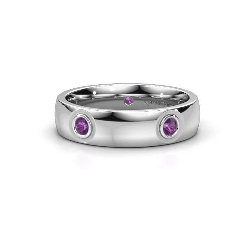 Image of Wedding ring WH0139L25BP<br/>585 white gold ±5x2 mm<br/>Amethyst