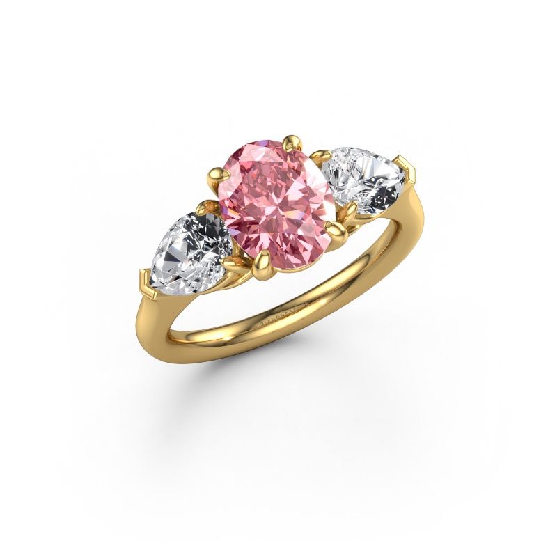 Engagement ring Carma OVL 585 gold pink lab grown diamond 9x7 mm