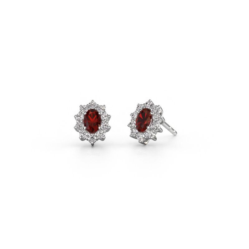 Earrings Leesa 585 white gold garnet 6x4 mm