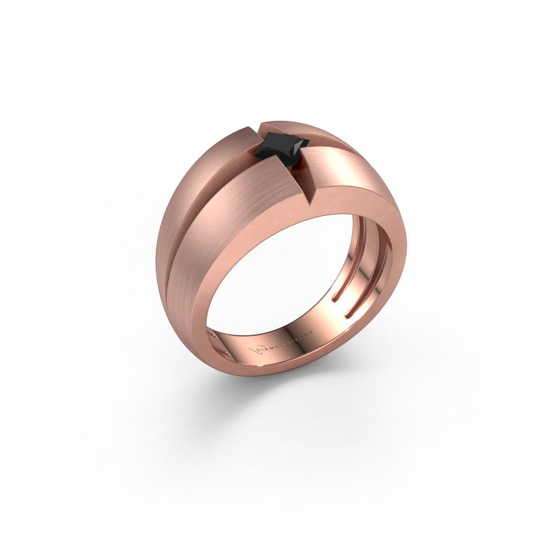 Herrenring Rens 585 Roségold Schwarz Diamant 0.30 crt