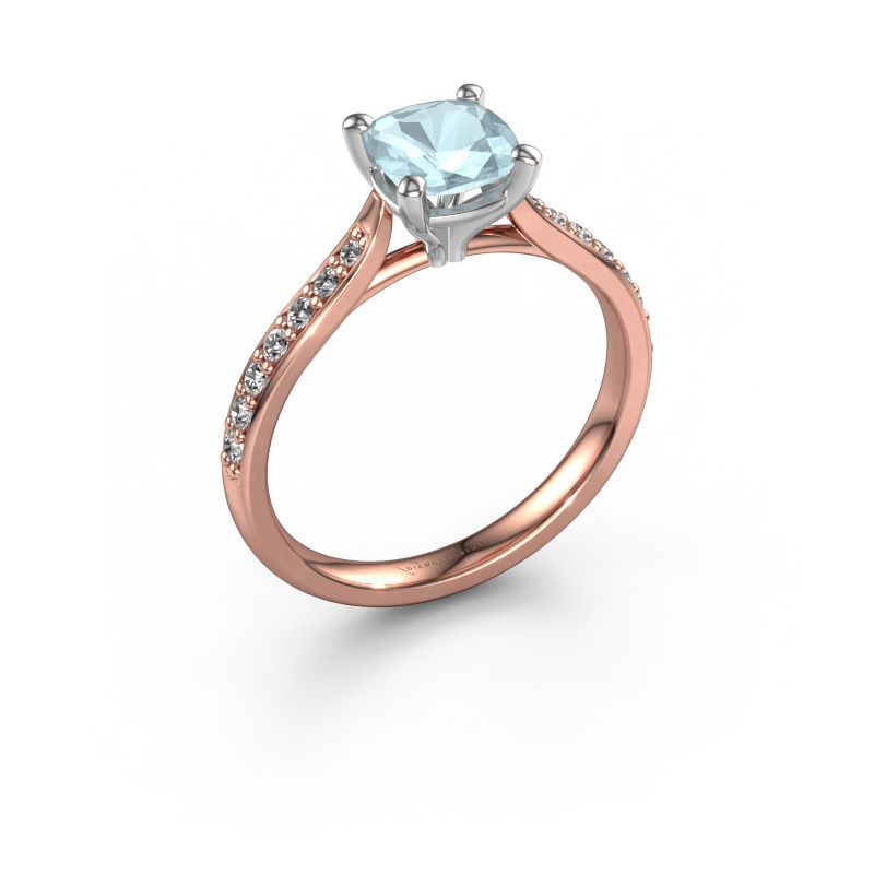 Engagement ring Mignon CUS 2 585 rose gold aquamarine 6 mm