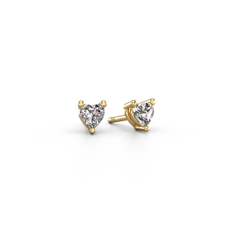 Stud earrings Garnet 585 gold diamond 0.50 crt