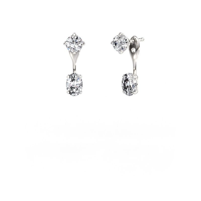 Drop earrings Kate RND-OVL 585 white gold lab-grown diamond 2.40 crt