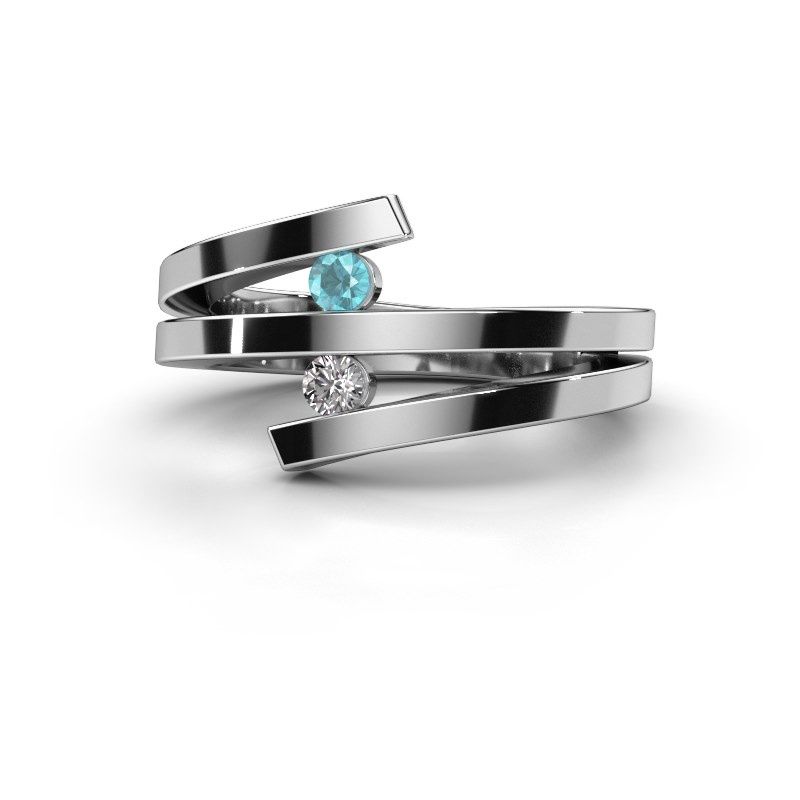Image de Bague Synthia<br/>585 or blanc<br/>Topaze bleue 2.5 mm