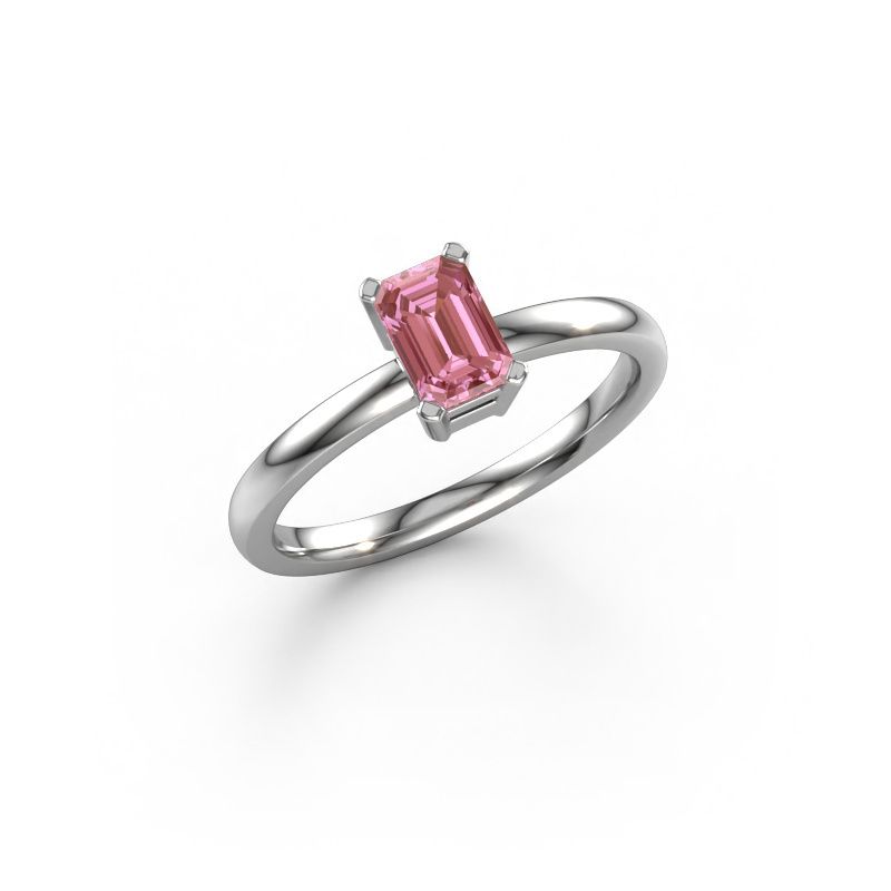 Engagement ring Denita 1 EME 585 white gold pink lab grown diamond 6x4 mm