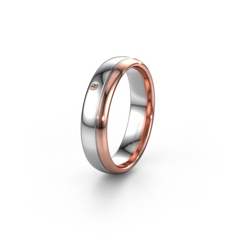 Trouwring WH0301L35AP 585 witgoud bruine diamant ±5 x 1,7 mm