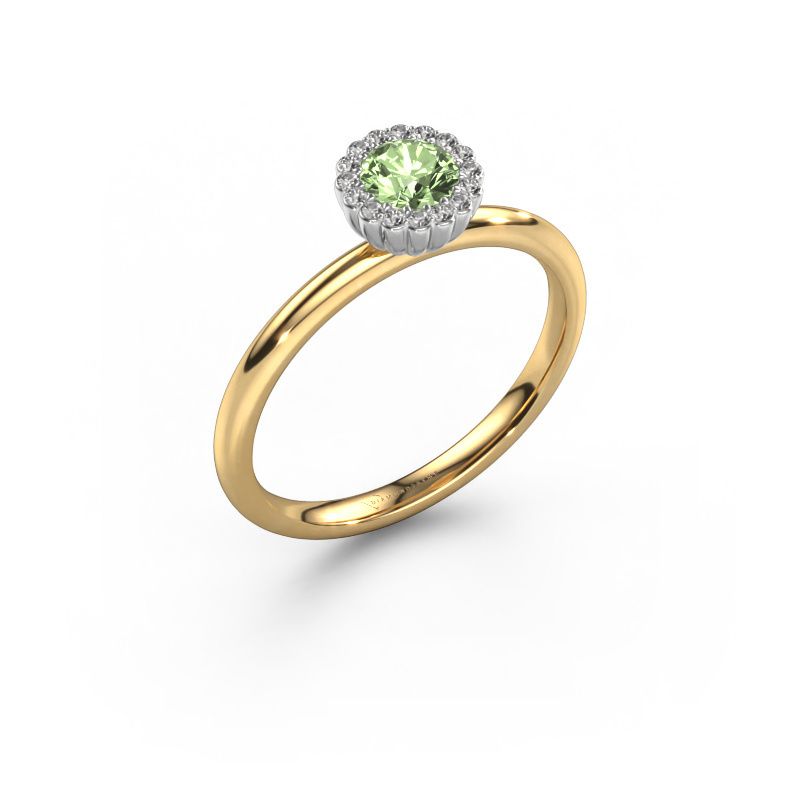 Engagement ring Queen 585 gold green lab grown diamond 4.2 mm
