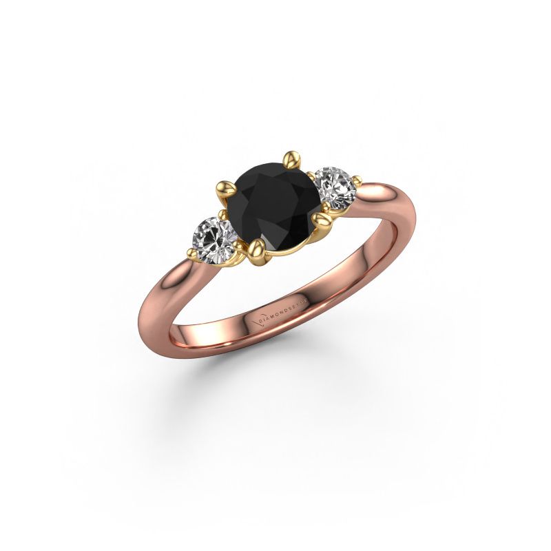 Engagement ring Lieselot RND 585 rose gold black diamond 1.60 crt