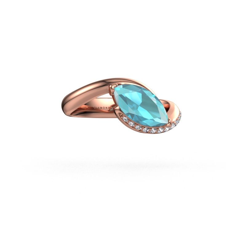 Engagement ring Aida MRQ side 585 rose gold blue topaz 11x5.5 mm