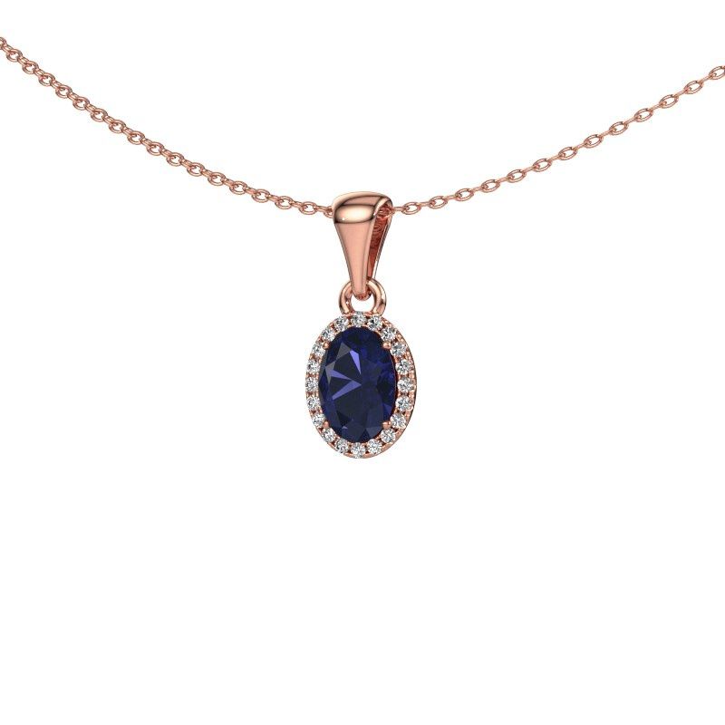 Anhänger Seline ovl 585 Roségold Saphir 7x5 mm