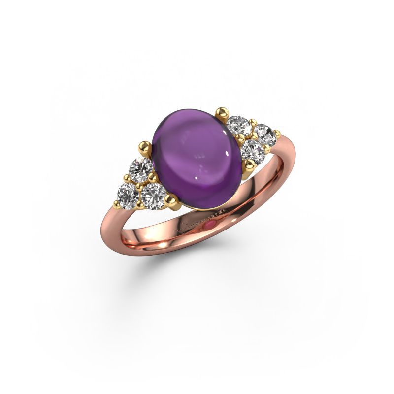 Ring Clarice 585 rosé goud amethist 10x8 mm