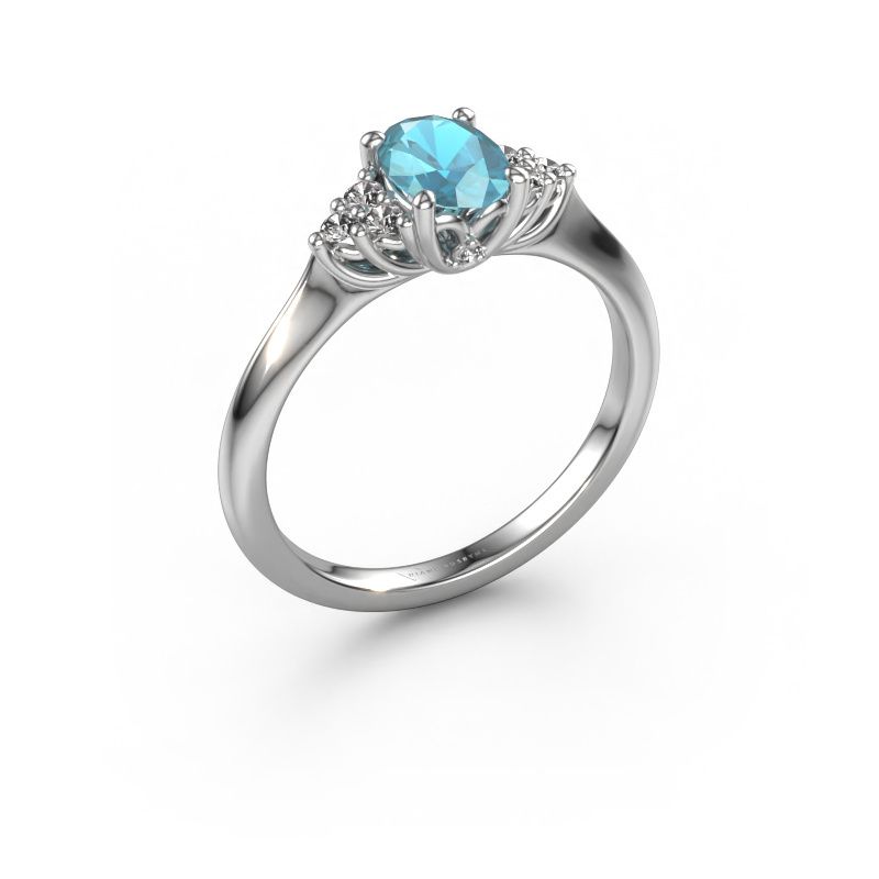 Verlovingsring Felipa OVL 950 platina blauw topaas 7x5 mm