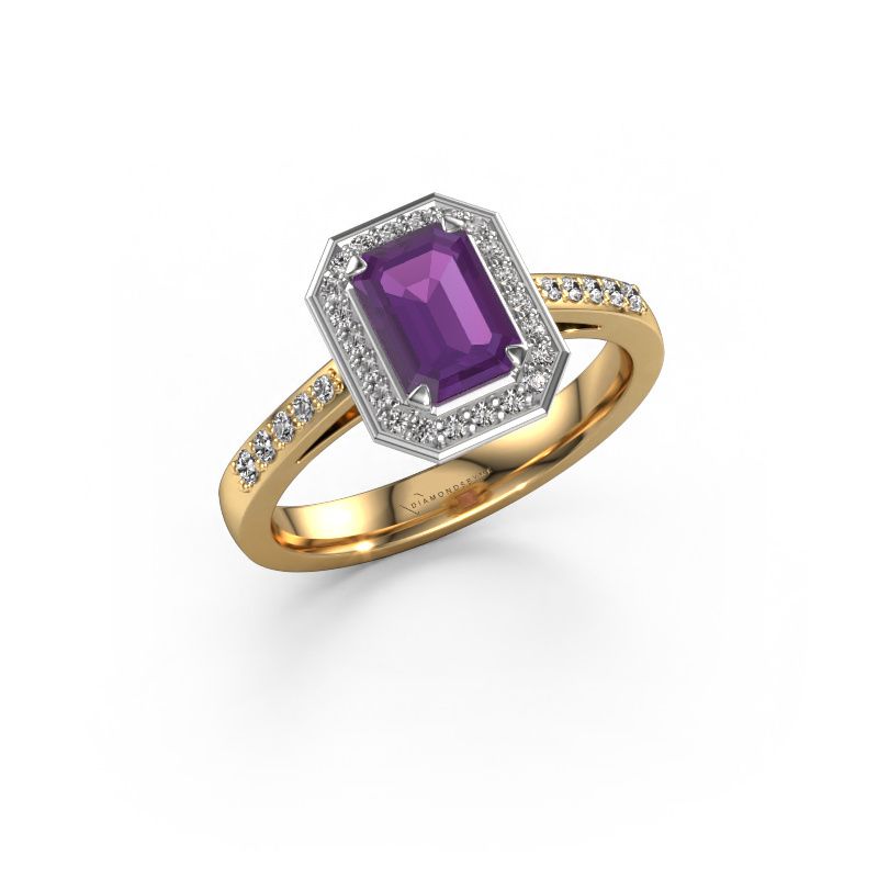 Engagement ring Dodie 2 eme 585 gold amethyst 7x5 mm